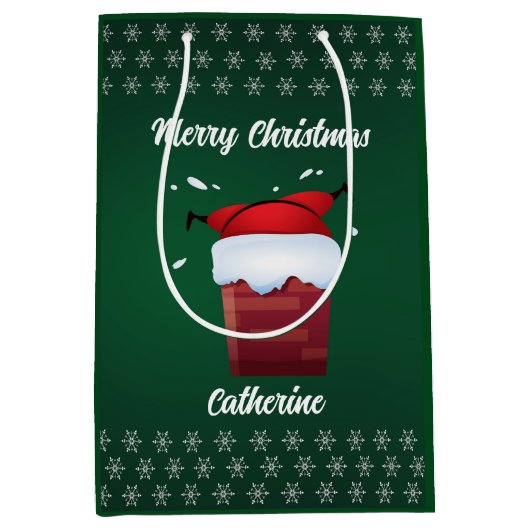 Moderner Weihnachtsmann frohe Weihnachten Mittlere Geschenktüte (Vorderseite)