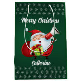 Moderner Weihnachtsmann frohe Weihnachten Mittlere Geschenktüte (Vorderseite)