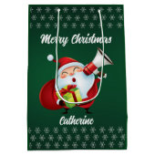 Moderner Weihnachtsmann frohe Weihnachten Mittlere Geschenktüte (Rückseite)