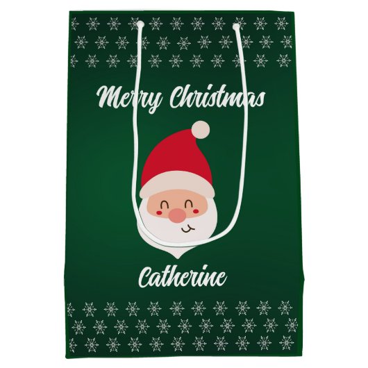 Moderner Weihnachtsmann frohe Weihnachten Mittlere Geschenktüte (Rückseite)