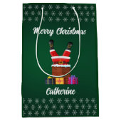 Moderner Weihnachtsmann frohe Weihnachten Mittlere Geschenktüte (Vorderseite)