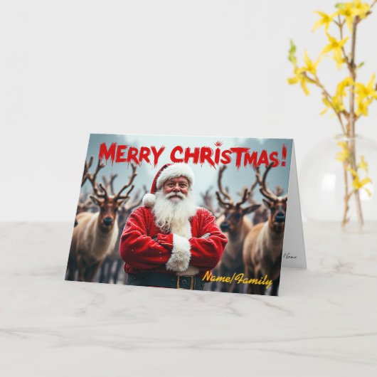 Moderner Weihnachtsmann Karte (Gelbe Blume)