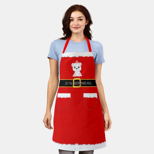 Moderner Weihnachtsmann und Eisbär Schürze (Getragen)