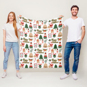 Moderner Weihnachtsmann und Lebkuchen-Muster Fleecedecke