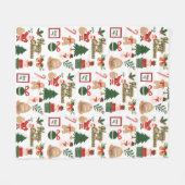 Moderner Weihnachtsmann und Lebkuchen-Muster Fleecedecke (Vorderseite (Horizontal))