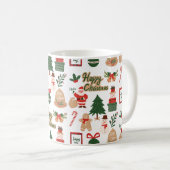 Moderner Weihnachtsmann und Lebkuchen-Muster Kaffeetasse (VorderseiteRechts)