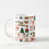 Moderner Weihnachtsmann und Lebkuchen-Muster Kaffeetasse (Links)