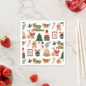 Moderner Weihnachtsmann und Lebkuchen-Muster Serviette (Beispiel)