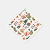 Moderner Weihnachtsmann und Lebkuchen-Muster Serviette (Ecke)