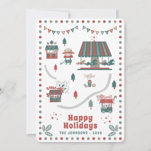 Moderner Weihnachtsmarkt Feiertagskarte (Vorderseite)