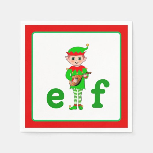Moderner Weihnachtsmusical-Elf Serviette (Vorderseite)