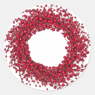 Moderner Weihnachtsroter Beerenkranz Runder Aufkleber