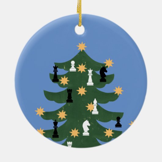 Moderner Weihnachtsschachbaum Keramik Ornament (Hinten)