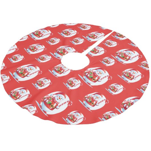 Moderner Weihnachtsschneemann Xmas tree Pattern Polyester Weihnachtsbaumdecke (Schrägansicht)