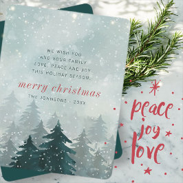 Moderner Weihnachtsschneewald in Aquarellen Feiertagskarte