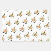 Moderner Weihnachtsurlaub Einhorn Geschenkpapier Set (Vorderseite 2)