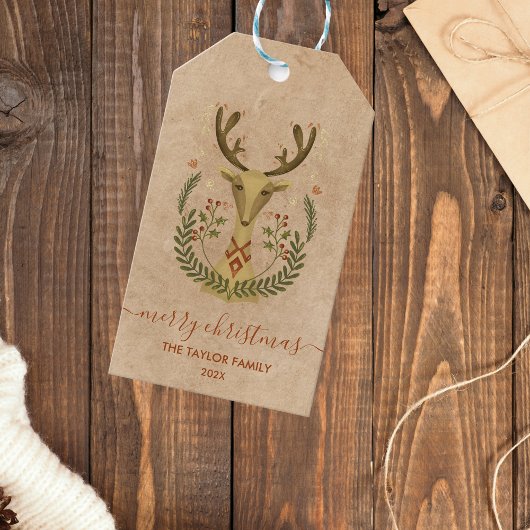 Moderner Weihnachtswinterwald Geschenkanhänger