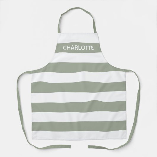 Moderner weiser, grüner und weißer Streifen indivi Schürze (Vorderseite)