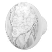 Moderner Weißagate Silver Abstrakter Marmor Keramikknauf (Rechts)