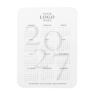 Moderner Weißer 2027-Kalender-Geschäftslogo-Magnet Magnet