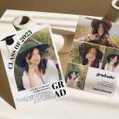 Moderner, weißer 5 Foto Abschluss Einladung