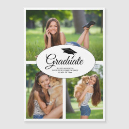 Moderner Weißer Abschluss 3 FotoCollage Class 2022 Magneteinladung