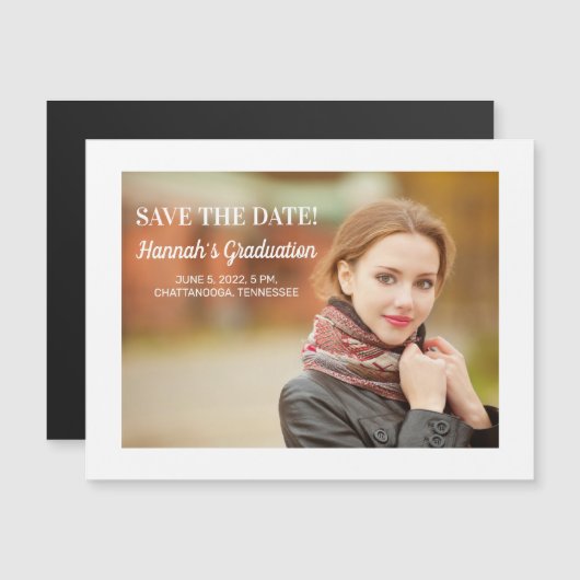 Moderner Weißer Abschluss Rett Date Class of 2022 Magnetkarte (Vorne/Hinten)