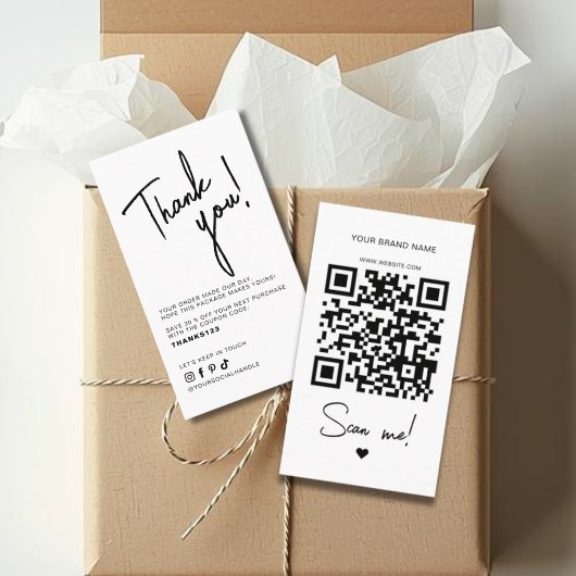 Moderner weißer Bestell-Danke-QR-Code Visitenkarte