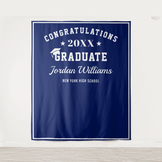 Moderner weißer blauer Abschluss Foto Prop Hinterg Wandteppich (Vorderseite)