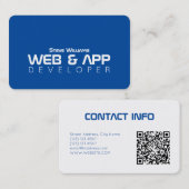 Moderner weißer Code des Blaus QR Visitenkarte (Vorne/Hinten)