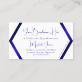 Moderner weißer geometrischer Blauschimmer mit Mon Visitenkarte (Rückseite)