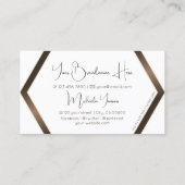 Moderner weißer geometrischer Braunschimmer mit Mo Visitenkarte (Rückseite)