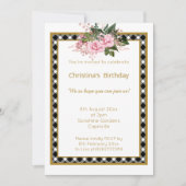 MODERNER WEISSER GOLD KARO LAYER FLORAL GANZ EINFA EINLADUNG (Vorderseite)