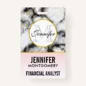 Moderner weißer grauer Marmor mit Goldband-Monogra Ausweis (Vorderseite)