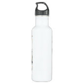 Moderner weißer grauer Marmor mit Goldband-Monogra Edelstahlflasche (Rückseite)