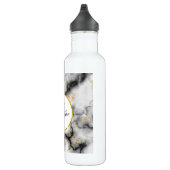 Moderner weißer grauer Marmor mit Goldband-Monogra Edelstahlflasche (Rechts)