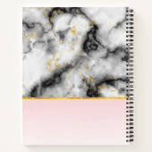 Moderner weißer grauer Marmor mit Goldband-Monogra Notizblock (Rückseite)