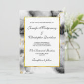 Moderner weißer, grauer Marmor mit goldener Schlei Einladung (Stehend Vorderseite)