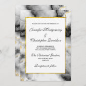 Moderner weißer, grauer Marmor mit goldener Schlei Einladung (Vorne/Hinten)