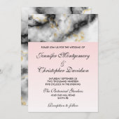 Moderner weißer, grauer Marmor mit goldener Schlei Einladung (Vorne/Hinten)