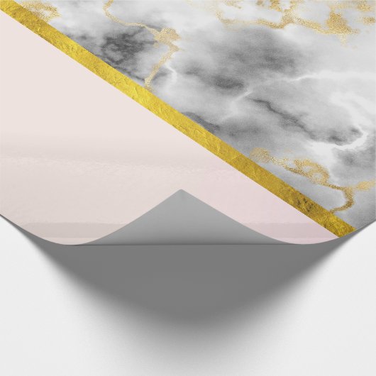 Moderner weißer, grauer Marmor mit goldener Schlei Geschenkpapier (Ecke)