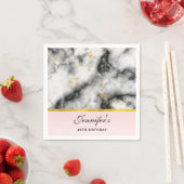 Moderner weißer, grauer Marmor mit goldener Schlei Serviette (Beispiel)