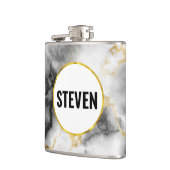 Moderner weißer grauer Marmor mit goldfarbener Hoc Flachmann (Links)