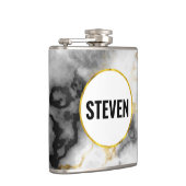 Moderner weißer grauer Marmor mit goldfarbener Hoc Flachmann (Rechts)