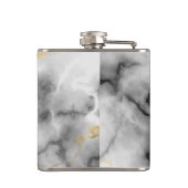 Moderner weißer grauer Marmor mit goldfarbener Hoc Flachmann (Rückseite)