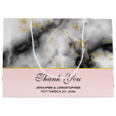 Moderner weißer grauer Marmor mit goldfarbener Hoc Große Geschenktüte (Rückseite)