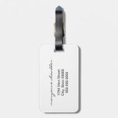 Moderner weißer grauer schwarzer mit Monogramm Gepäckanhänger (Rückseite vertikal)