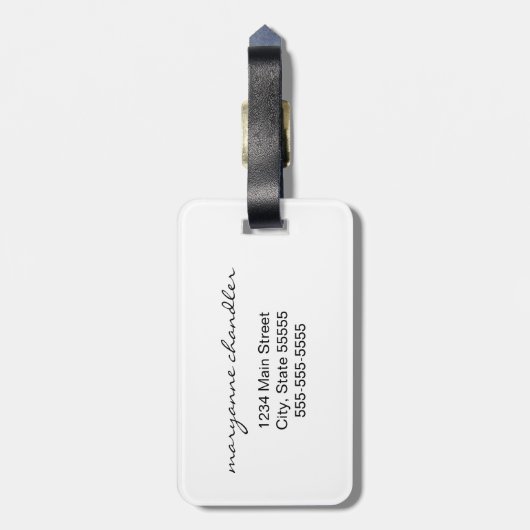 Moderner weißer grauer schwarzer mit Monogramm Gepäckanhänger (Rückseite vertikal)