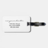 Moderner weißer grauer schwarzer mit Monogramm Gepäckanhänger (Rückseite horizontal)