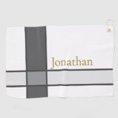 Moderner, weißer, grauer und goldgelber minimalist golfhandtuch (Horizontal)